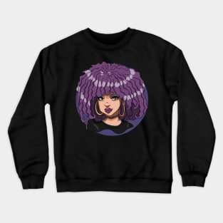 Black Girl Anime Purple Diva Crewneck Sweatshirt